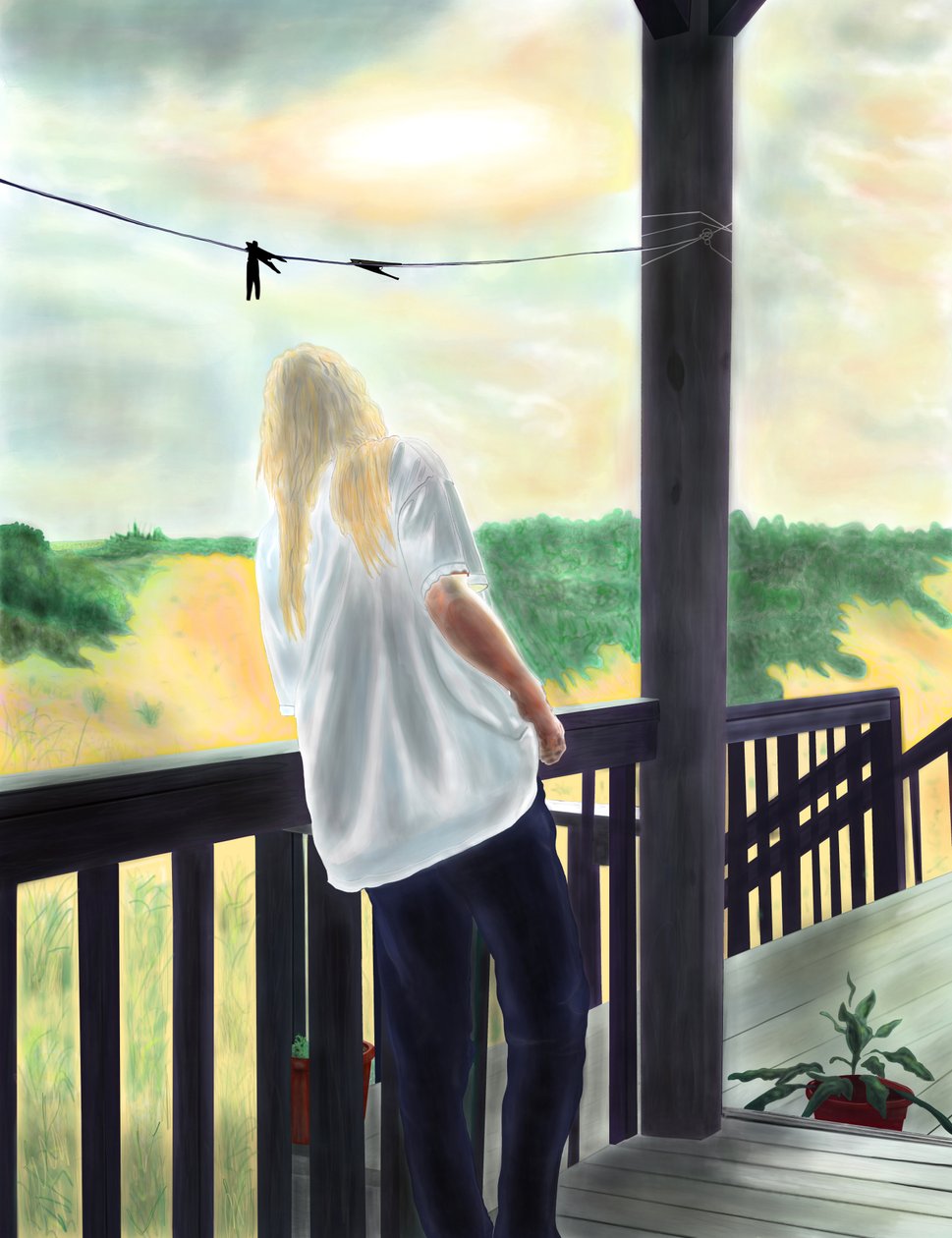 Miss Penny On Porch, North Swan Beach (arte digital) de Evan Sklar