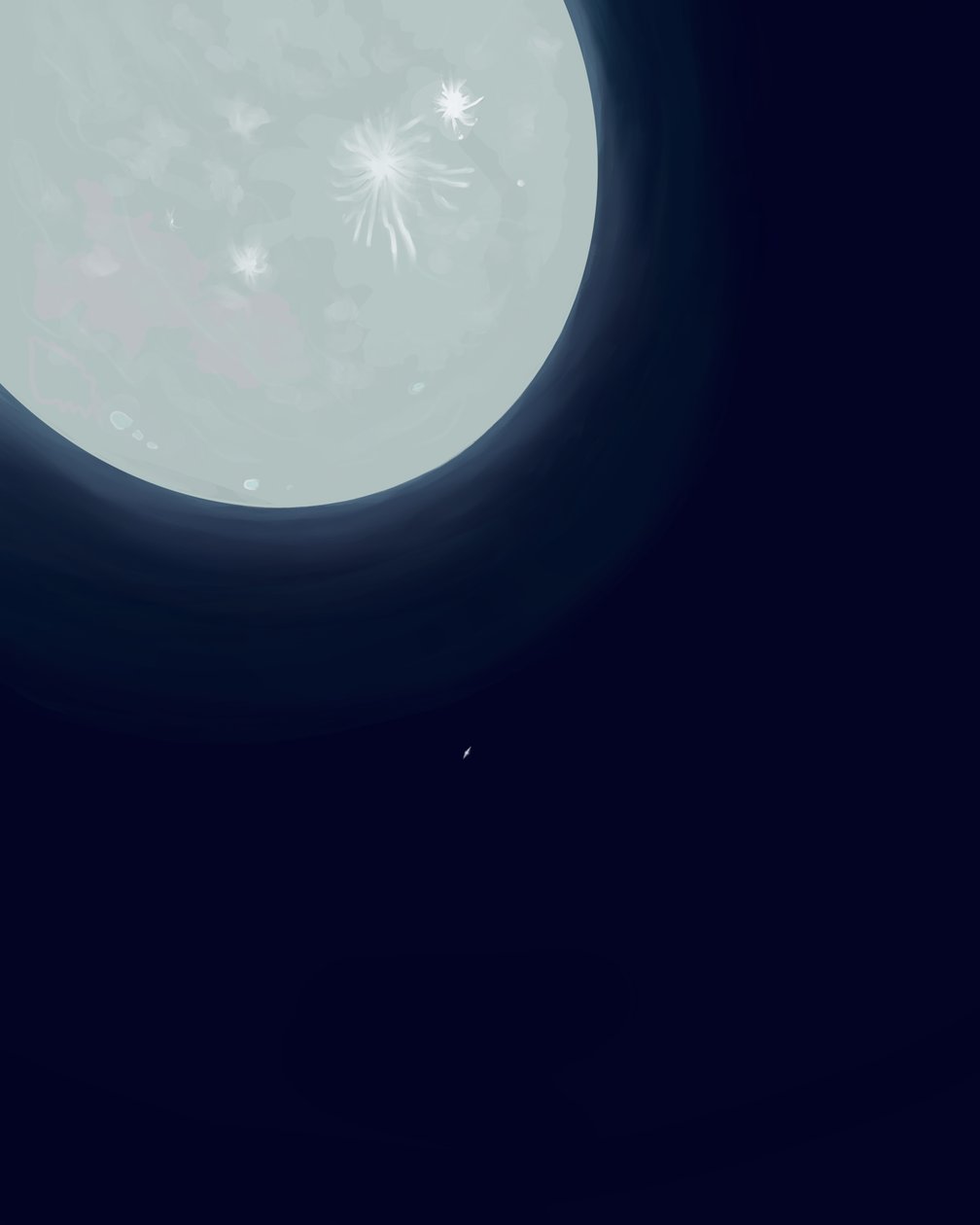 Luna y Saturno, c.2020-24 (arte digital) de Evan Sklar