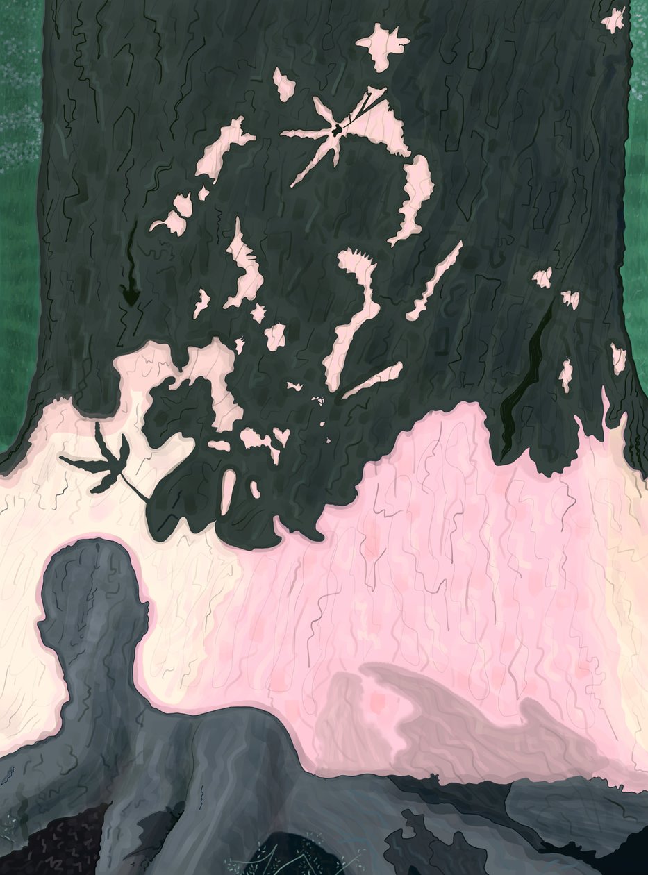 Mi sombra en el árbol, Brooklyn (arte digital) de Evan Sklar