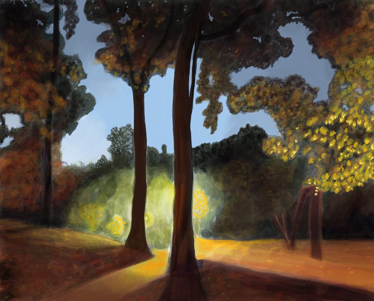 Prospect Park, primera luz (arte digital) de Evan Sklar