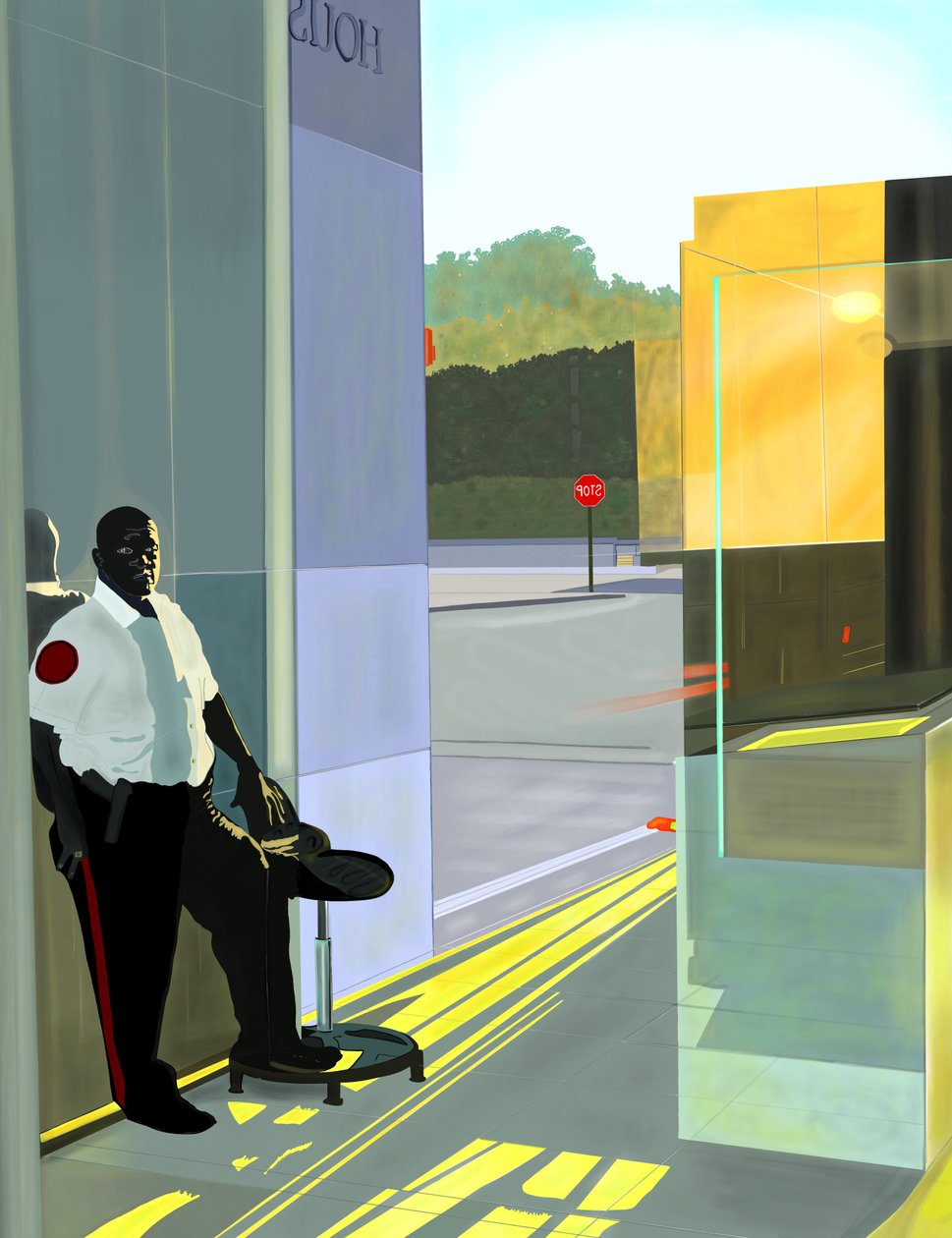 Guardia de seguridad, Kennedy Center, Washington DC (arte digital) de Evan Sklar
