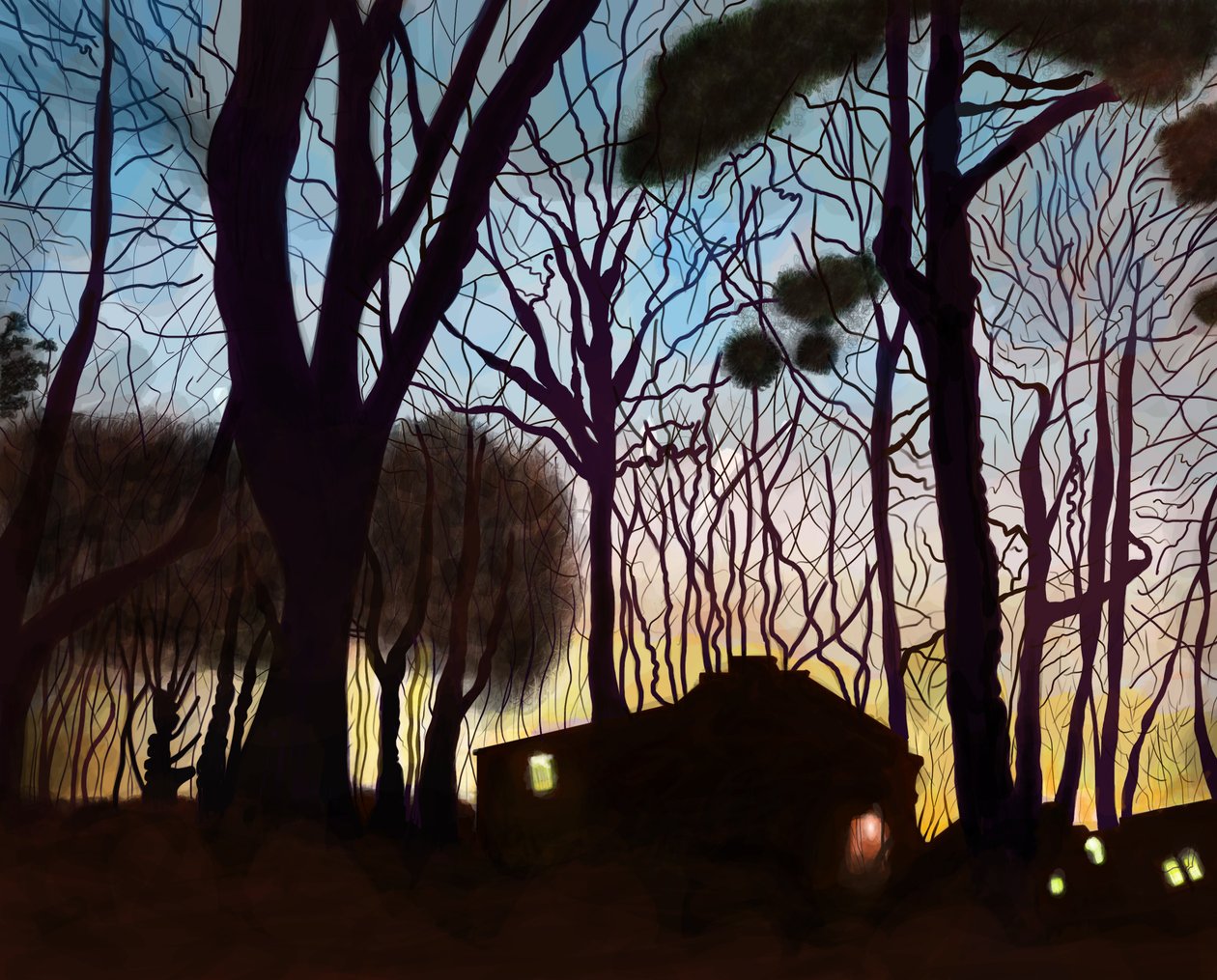 Shops Buildings At Dawn, Brooklyn (arte digital) de Evan Sklar