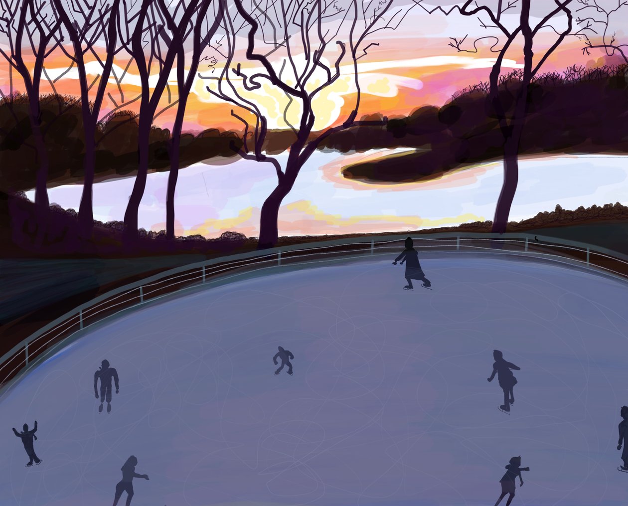 Patinaje, Prospect Park , Brooklyn (arte digital) de Evan Sklar