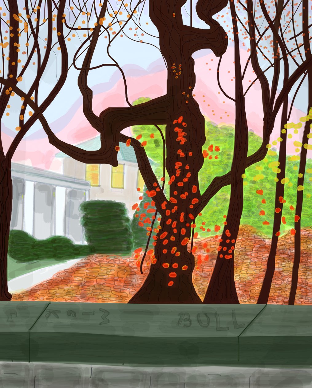 Spring In Prospect Park, 2016 (dibujado a mano en un iPad con un lápiz Apple). de Evan Sklar