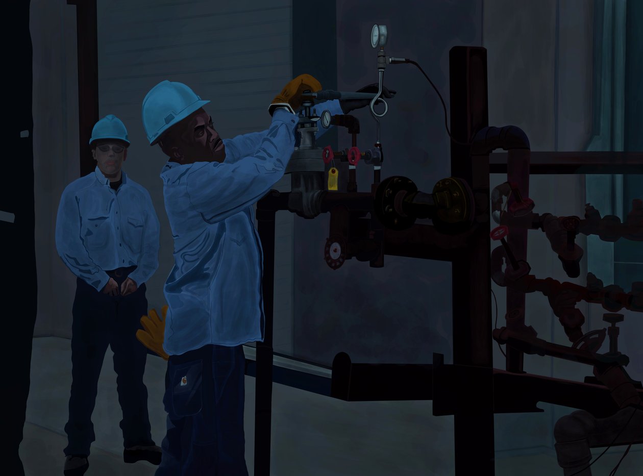 Trabajadores del vapor (arte digital) de Evan Sklar