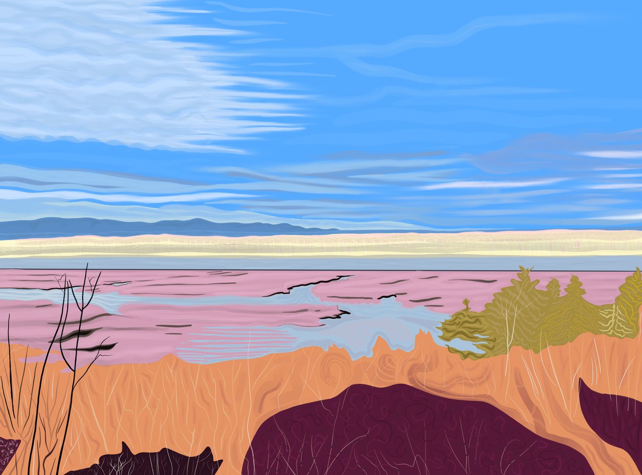 El río Hudson visto desde Hudson, Nueva York. (arte digital) de Evan Sklar