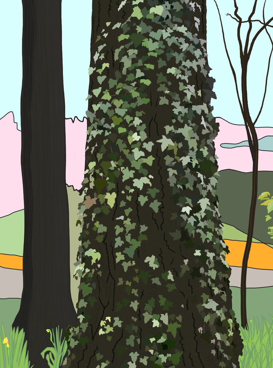 Árbol con hiedra (arte digital) de Evan Sklar