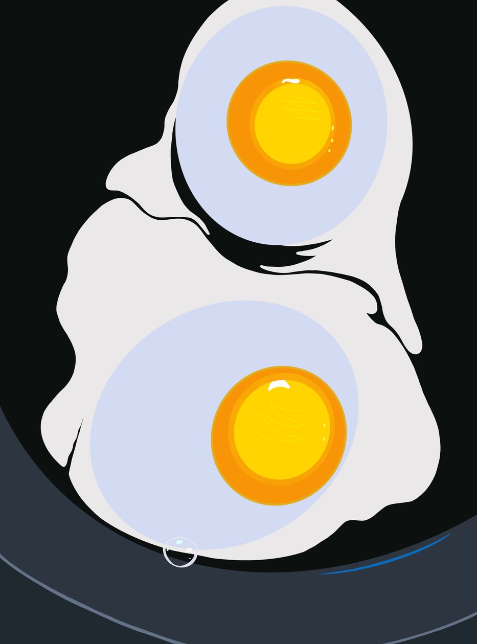 Two Eggs Frying In Cast Iron Skillet Brooklyn (arte digital) de Evan Sklar
