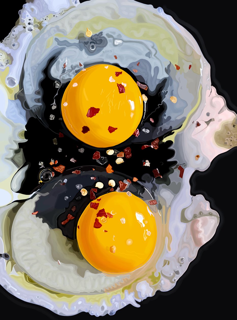 Dos huevos fritos en una sartén, Brooklyn (arte digital) de Evan Sklar
