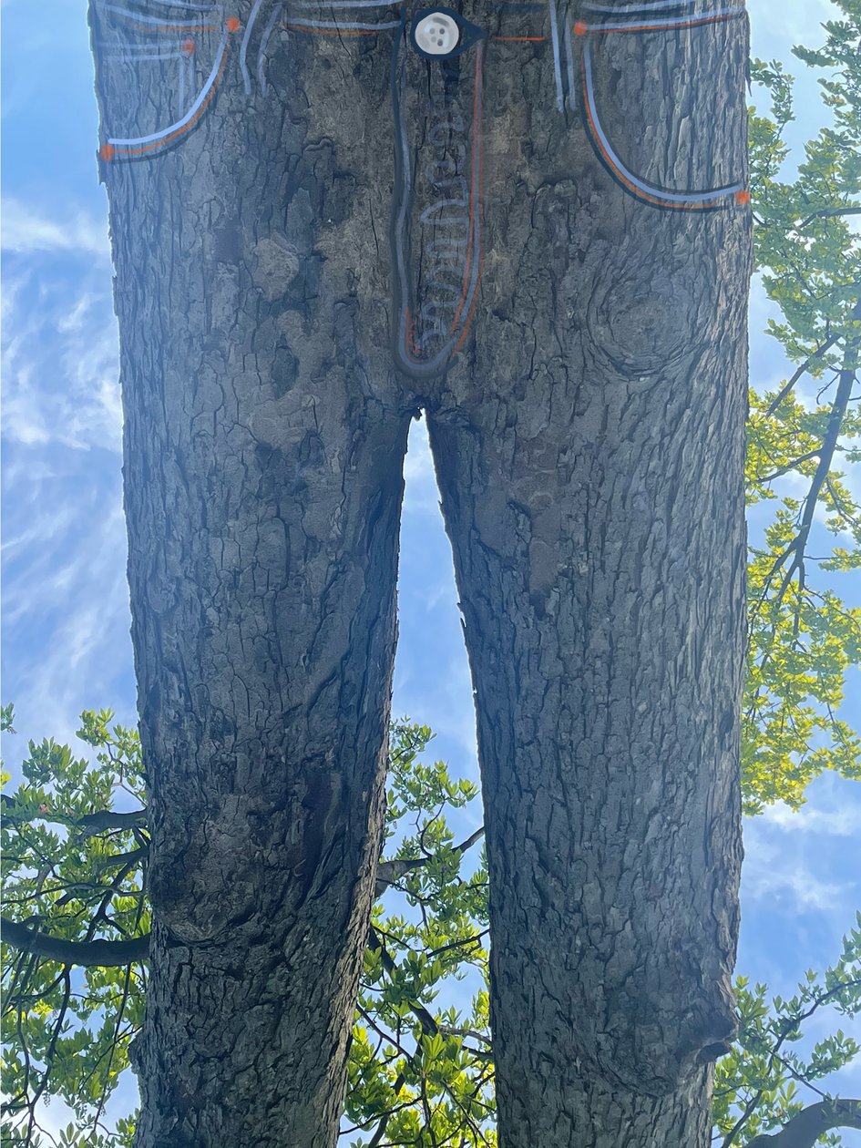 Árbol al revés como Blue Jeans (arte digital) de Evan Sklar