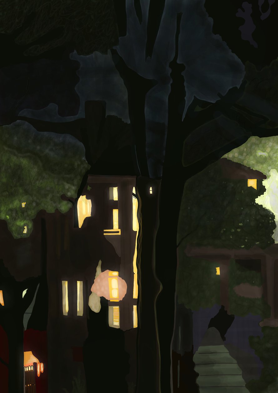 View From Dirty Window At Night (arte digital) de Evan Sklar
