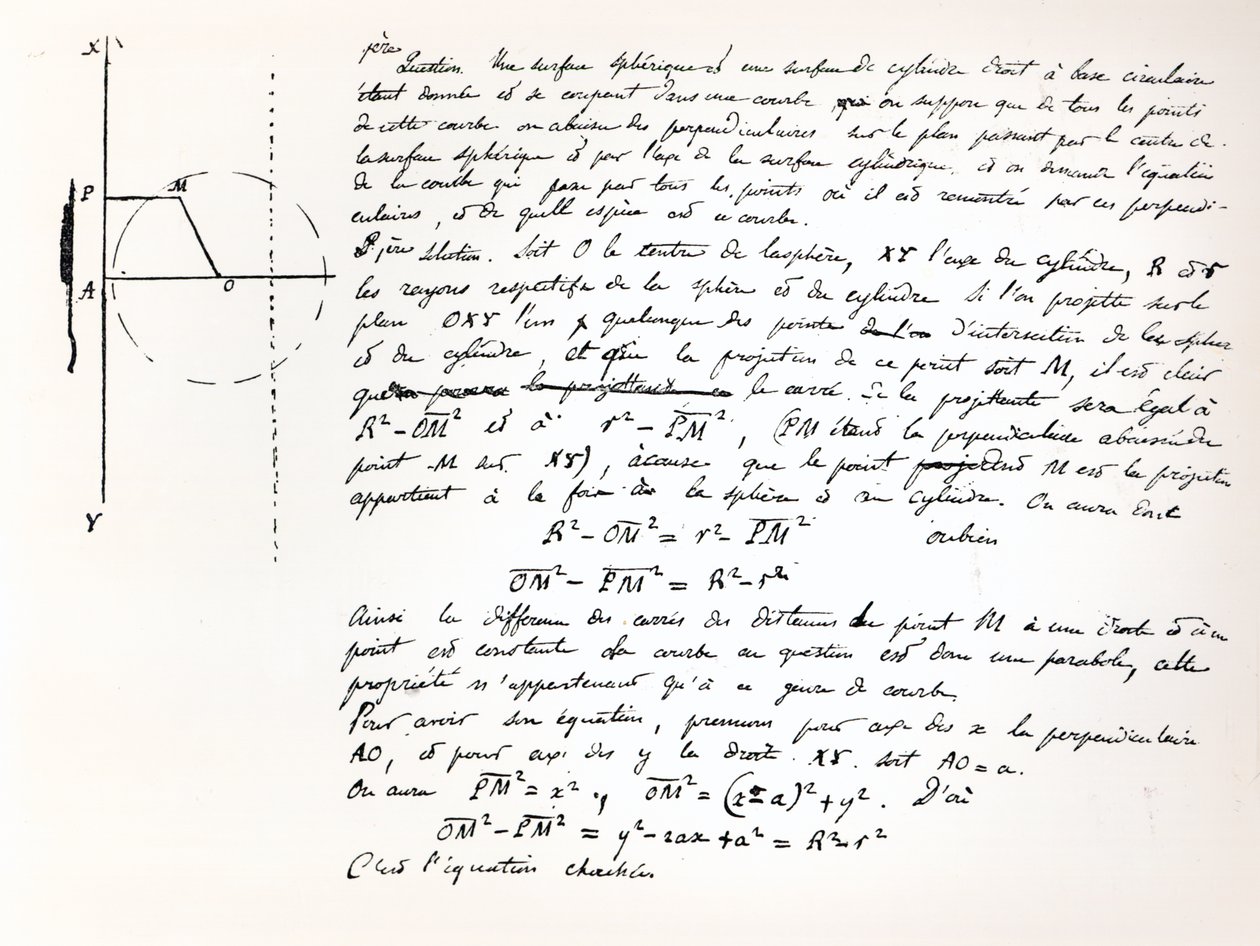 Inicio del guion de examen de Galois para el Concurso General, 1829 de Evariste Galois