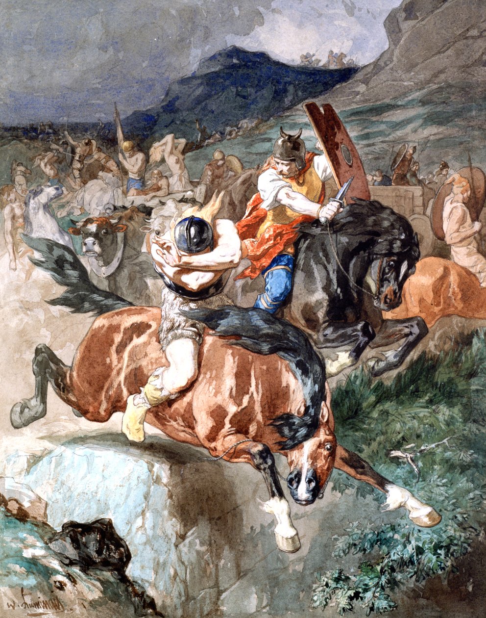 Lucha de los jinetes, c1842-1896 de Evariste Vital Luminais