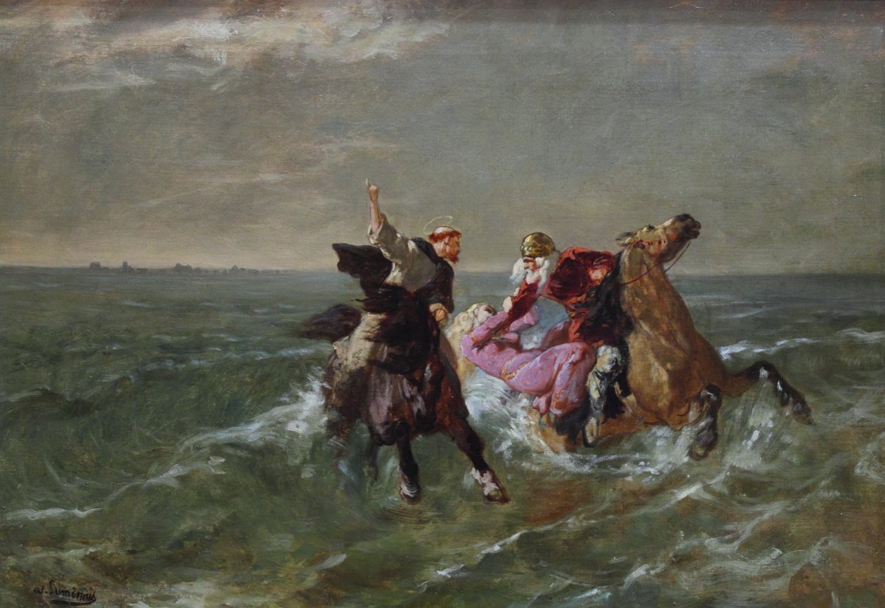 Francés: La chevauchée de saint Guénolé et du Roi Gradlon La huida de san Guénolé y del rey Gradlon de Evariste Vital Luminais