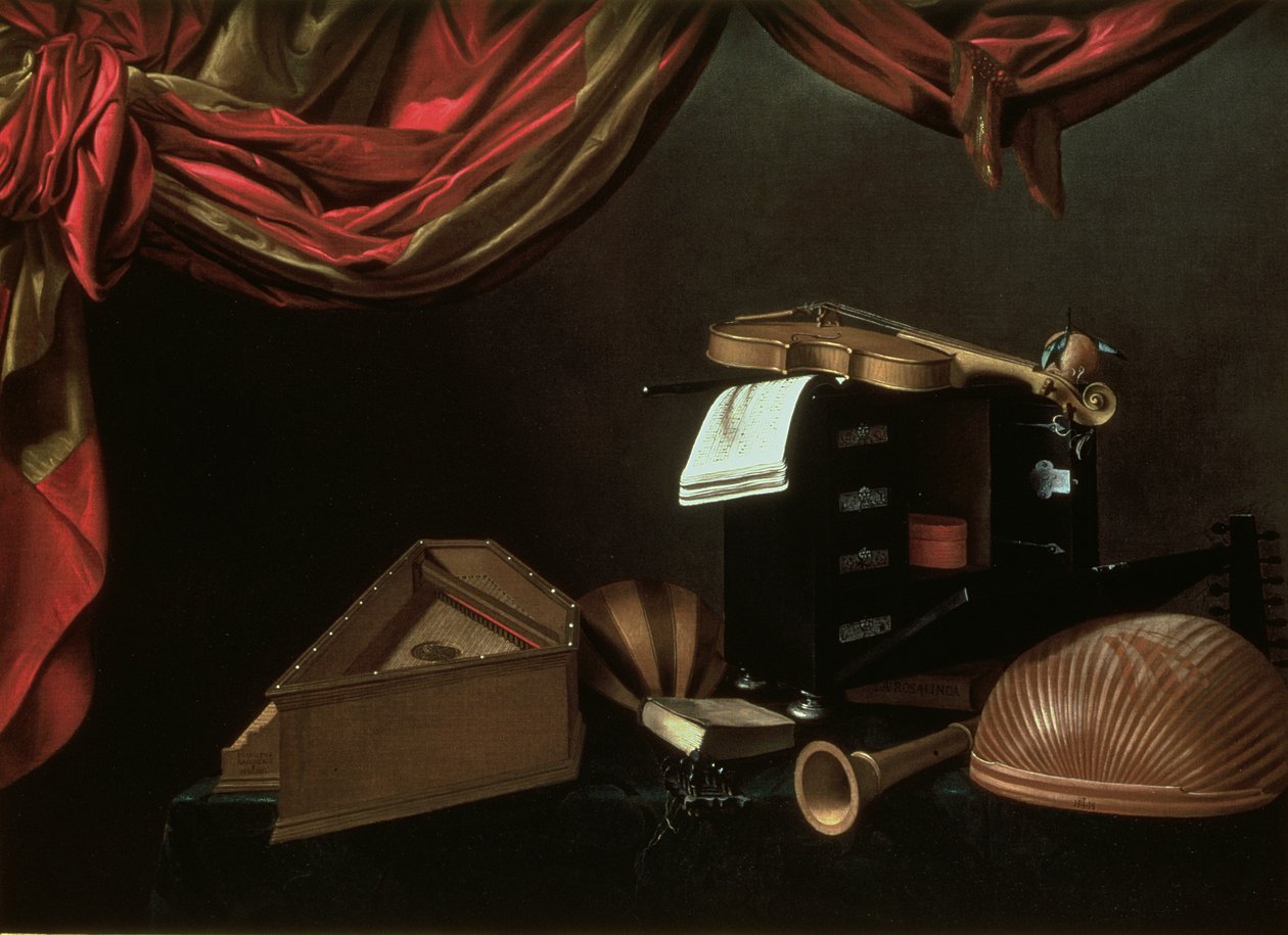 Naturaleza muerta con instrumentos musicales de Evaristo Baschenis