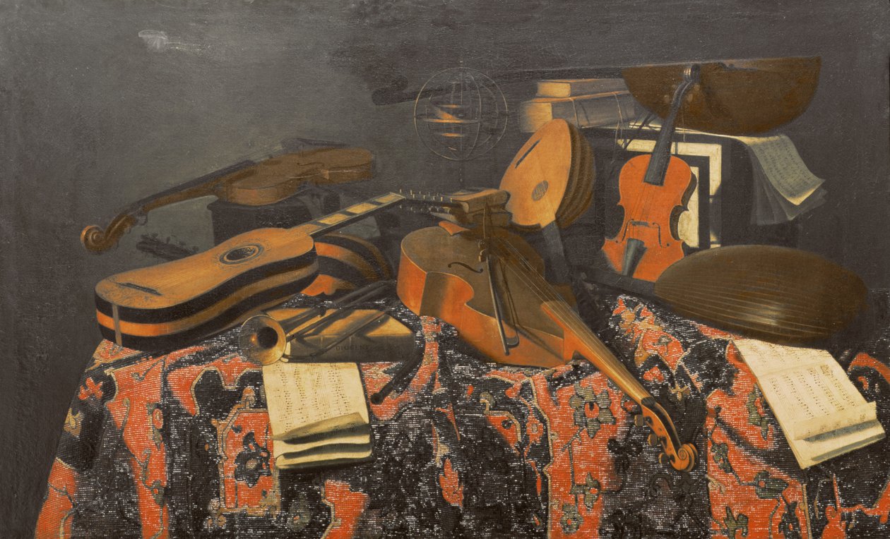 Naturaleza muerta con instrumentos musicales de Evaristo Baschenis