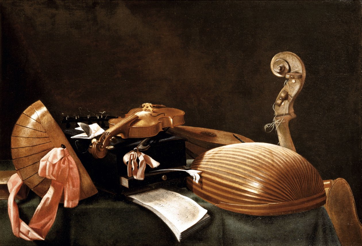 Naturaleza muerta con instrumentos musicales, c. 1650 de Evaristo Baschenis