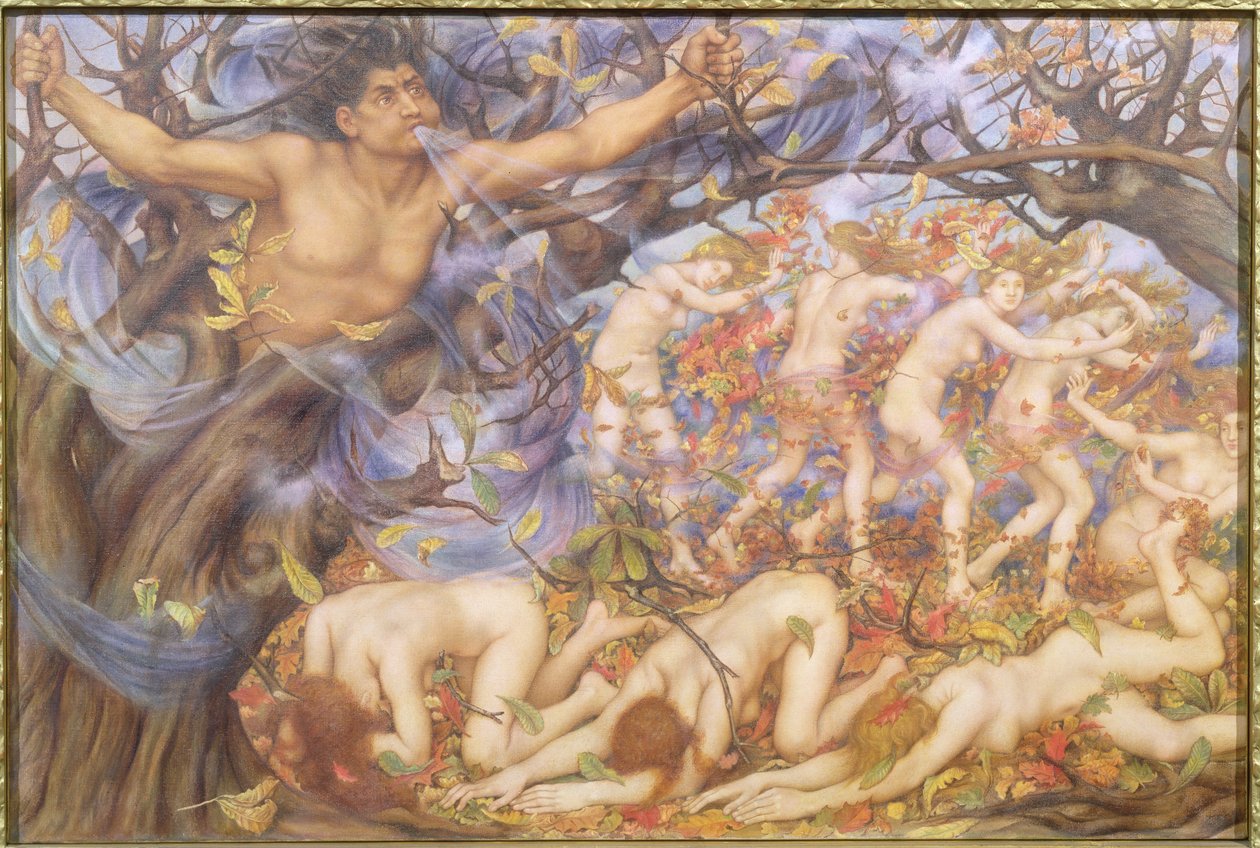Bóreas y hojas caídas de Evelyn De Morgan