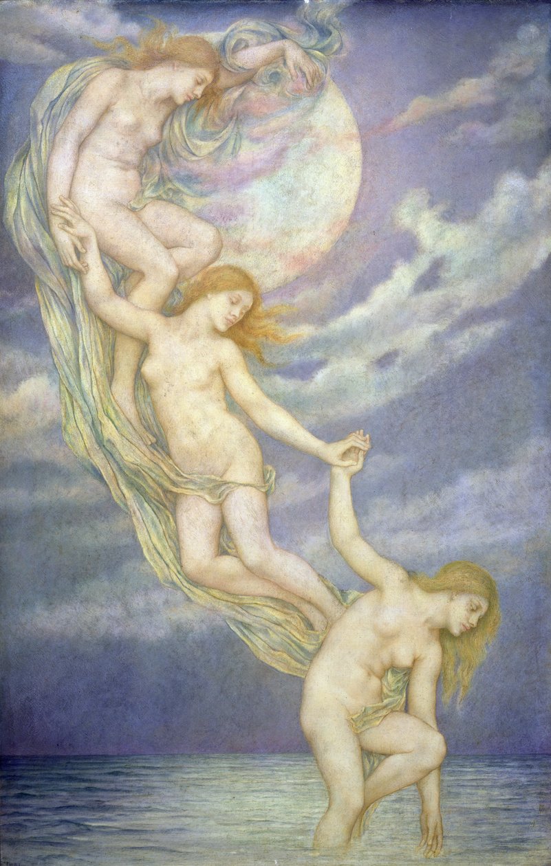 Rayos de luna sumergiéndose en el mar de Evelyn De Morgan