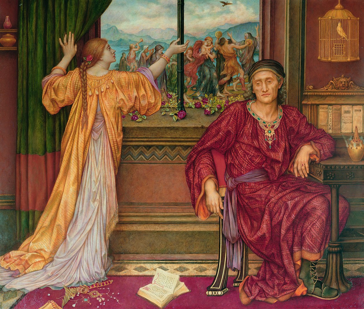 La cage doree - La jaula dorada, de De Morgan, Evelyn (1855-1919). Óleo sobre lienzo, Entre 1900 y 1919. Watts Gallery de Evelyn De Morgan
