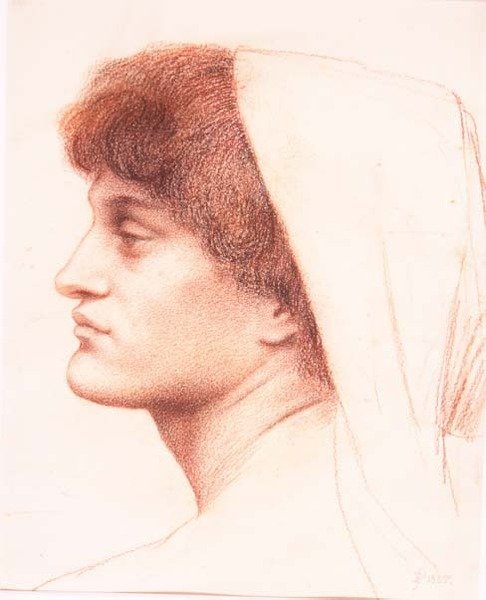 Perfil de una cabeza femenina de Evelyn De Morgan