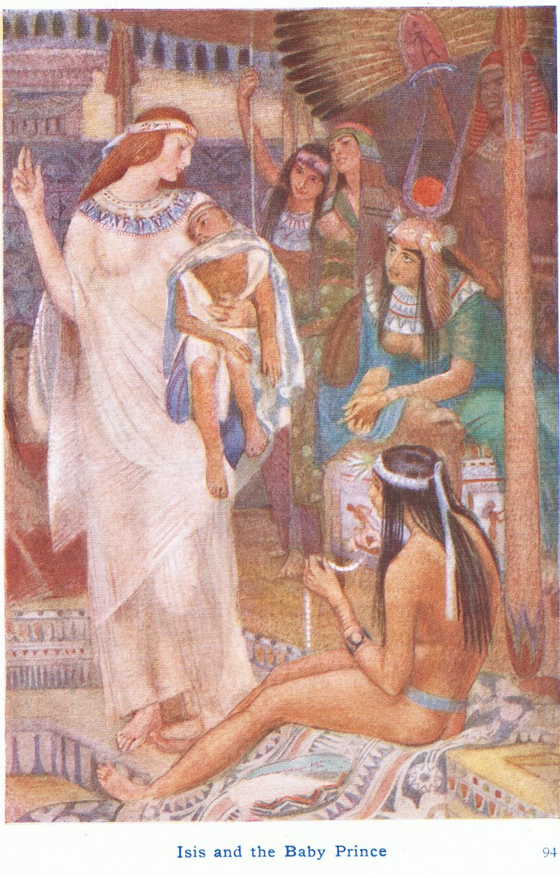 Isis y el bebé príncipe (litografía en color) de Evelyn Paul