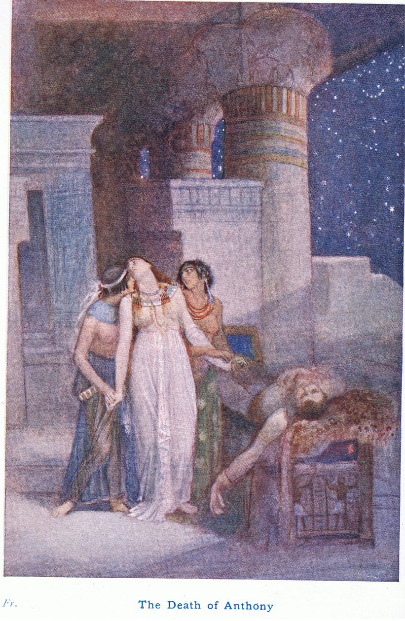 La muerte de Antonio (litografía en color) de Evelyn Paul
