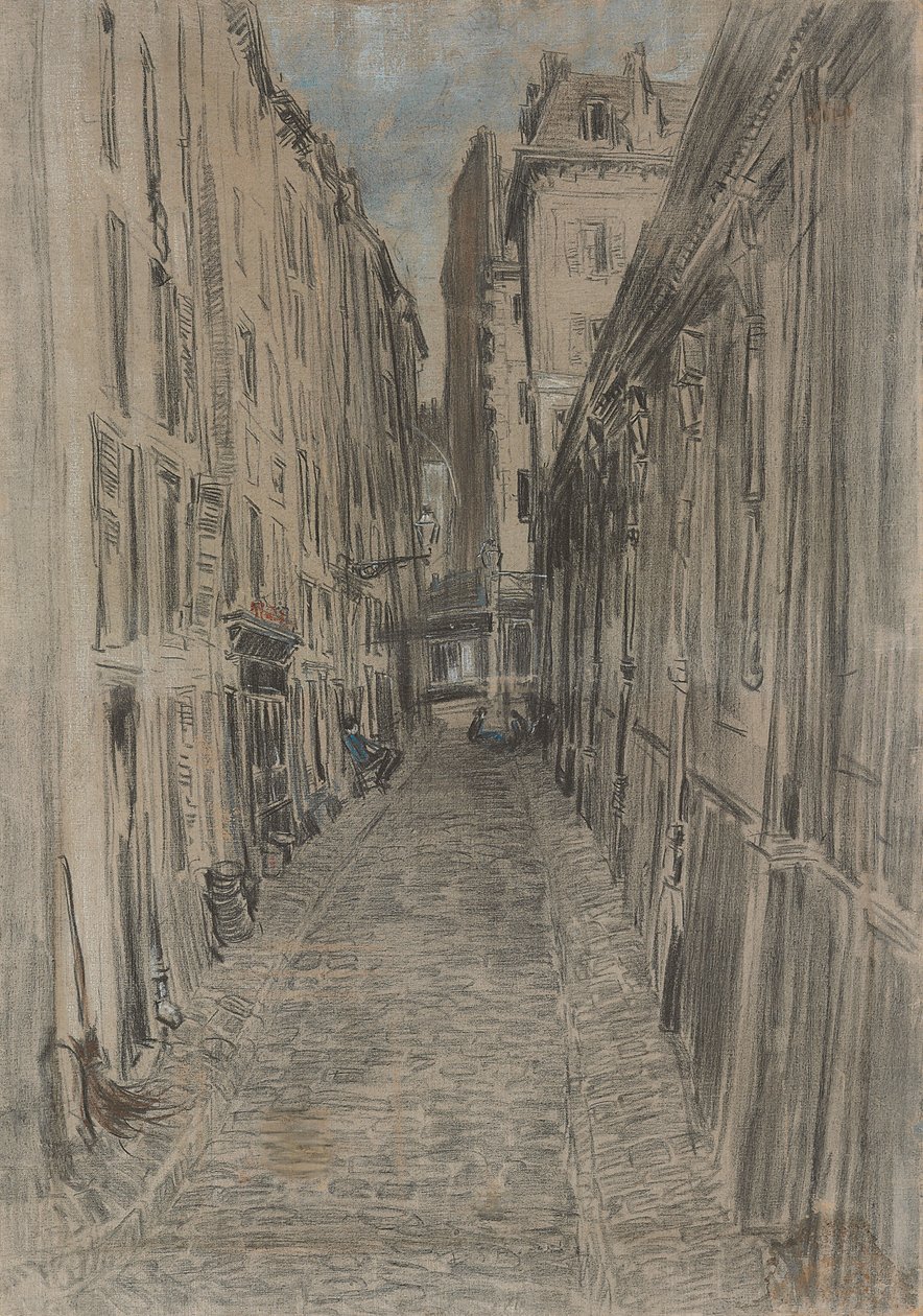 Calle en París (pastel sobre lienzo) de Everett Shinn
