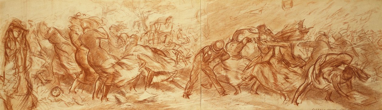 Windswept Street, Nueva York, c.1907 (óleo sobre lienzo) de Everett Shinn