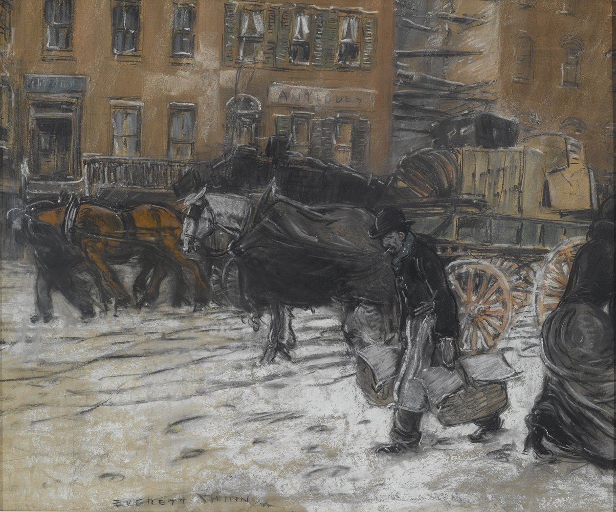 Invierno en la calle 21 de Nueva York de Everett Shinn