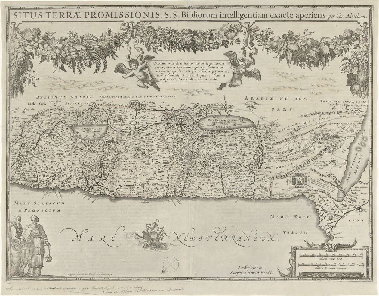 Mapa de la Tierra Prometida Situación terrae promissionis (título sobre objeto) de Evert Simonsz Hamersvelt