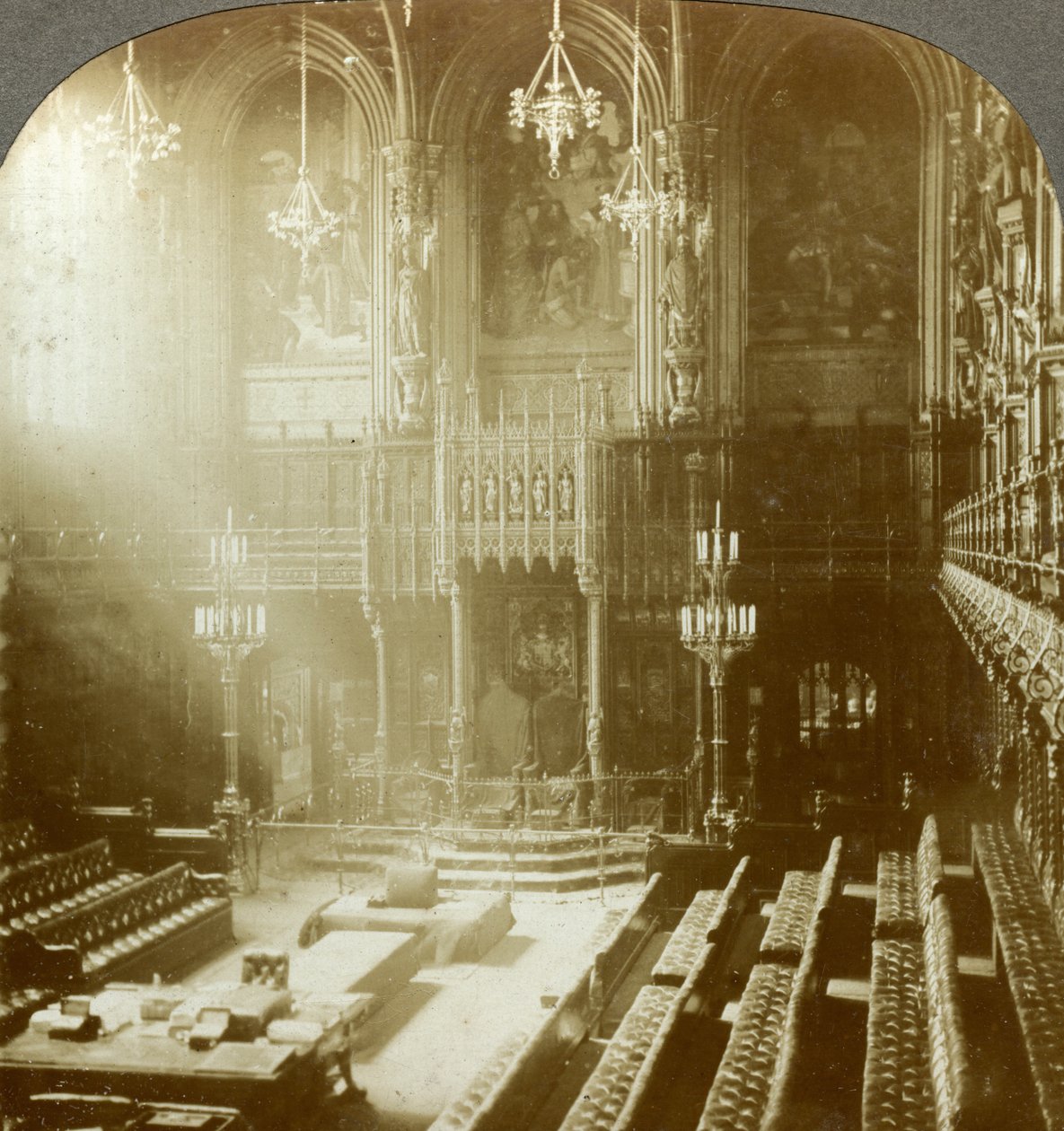 Interior de la Cámara de los Lores, Westminster, Londres de Excelsior Stereoscopic Tours