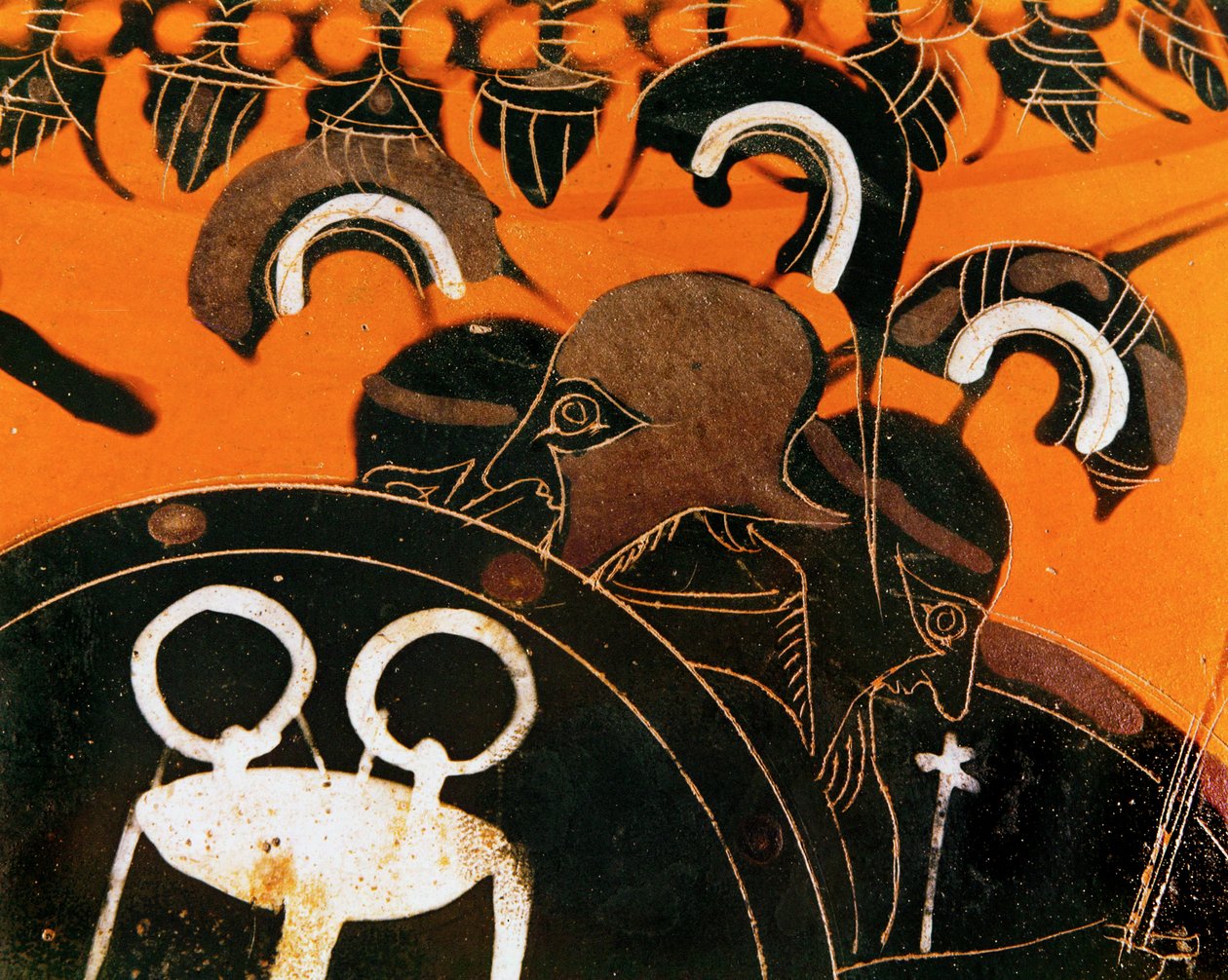 El gigante de tres cabezas Gerión cuyo ganado robó Heracles... de Exekias Exekias