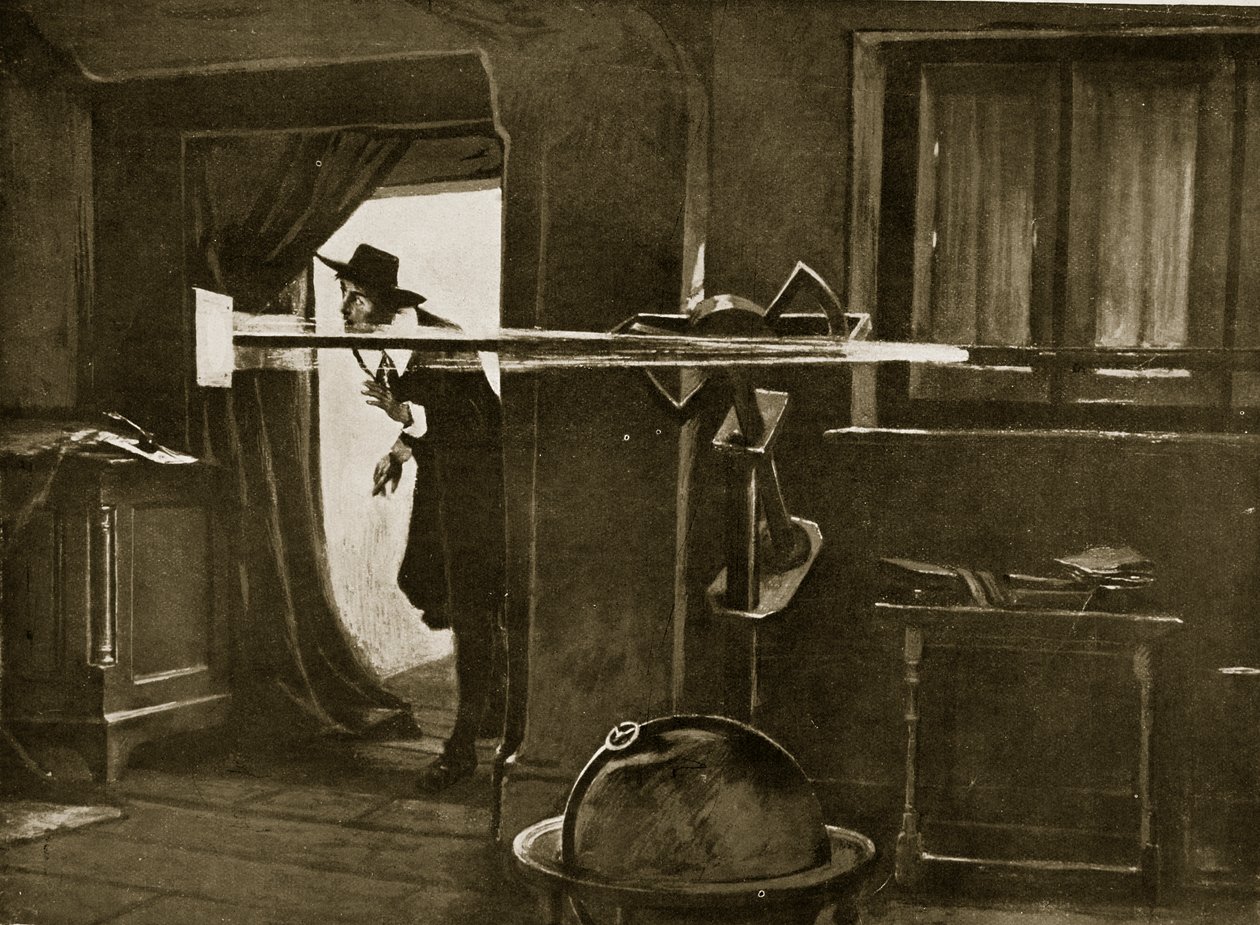 Jeremiah Horrocks en su observatorio, ilustración de 