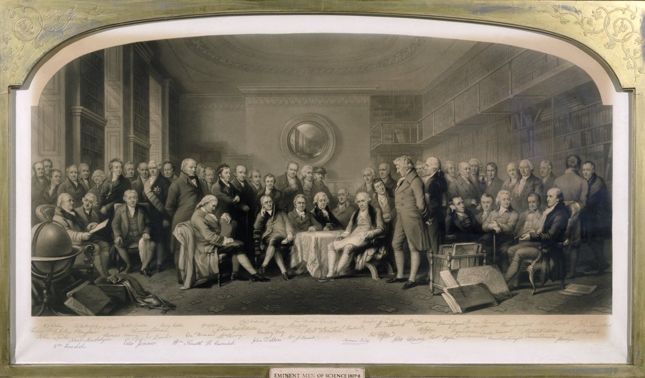 Hombres Eminentes de Ciencia, 1807-08, Reunidos en la Biblioteca de la Real Institución, 4 de junio de 1862 de F and Walker, William Skill