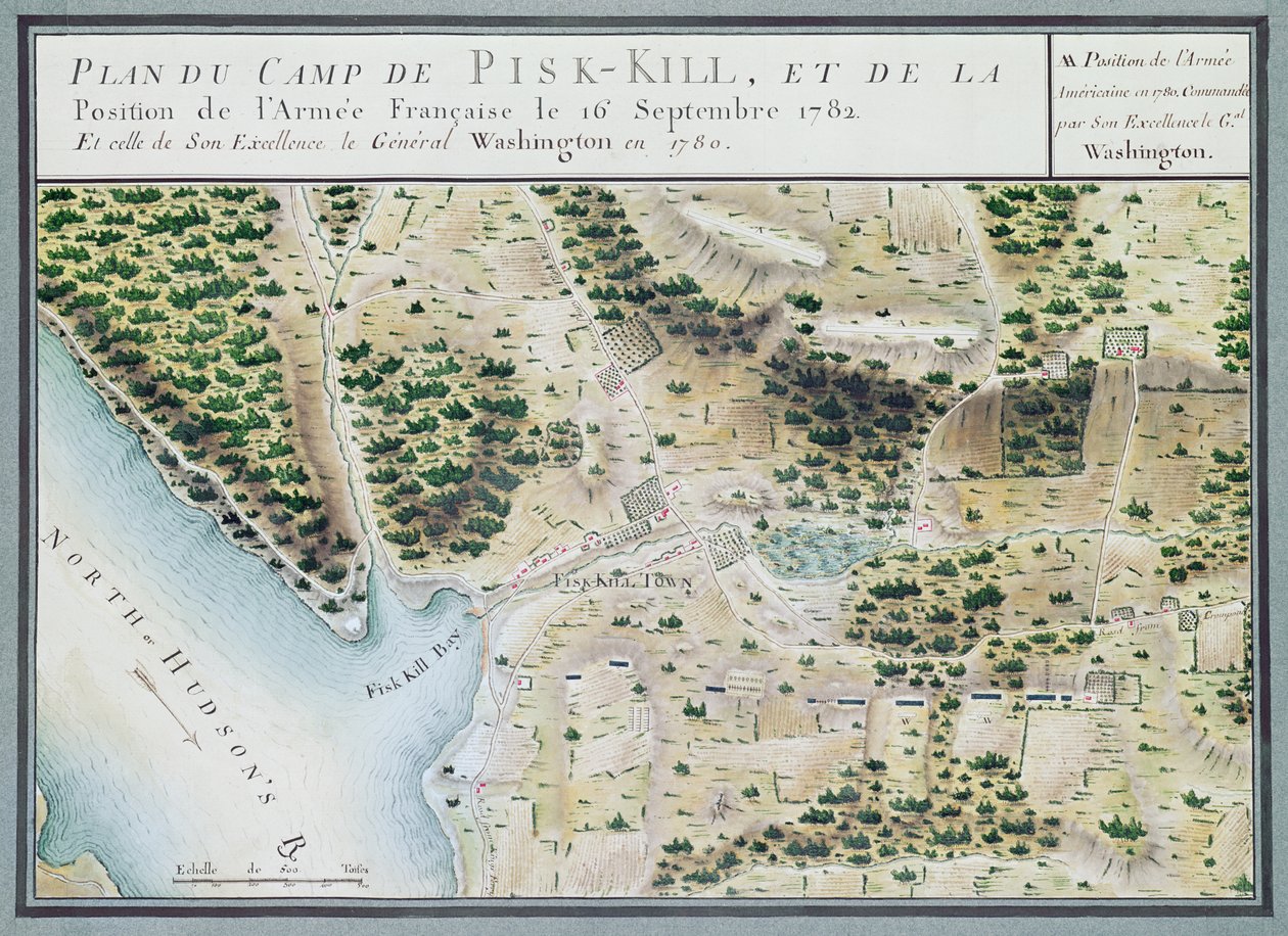 Mapa de Fisk-Kill y la posición del ejército francés en 1782, de 