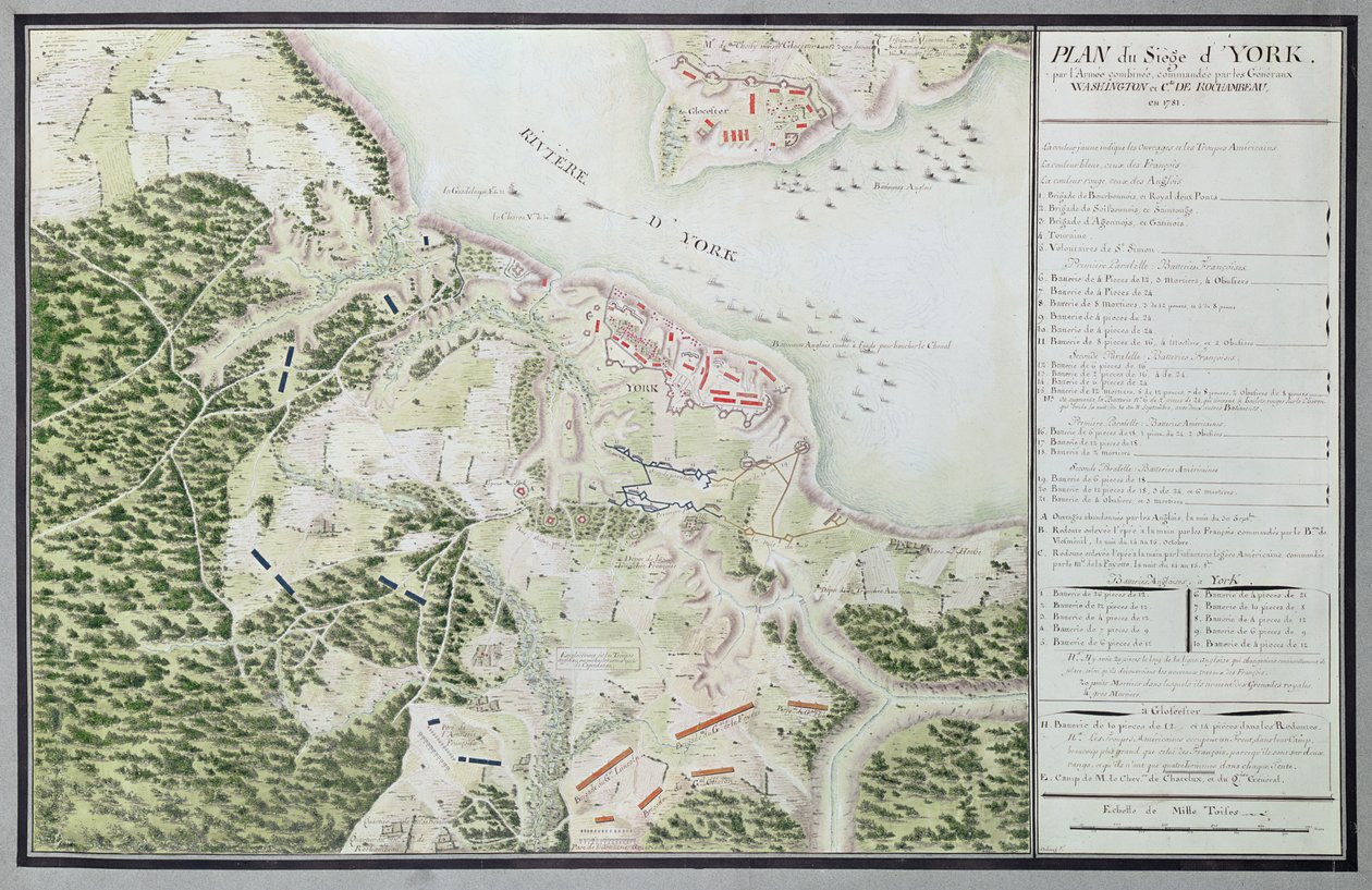 Mapa del Sitio de York en 1781, de 