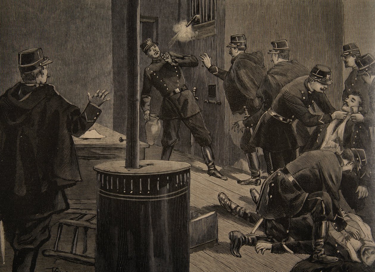 Etievant, el Anarquista Dispara desde la Reja, ilustración de 
