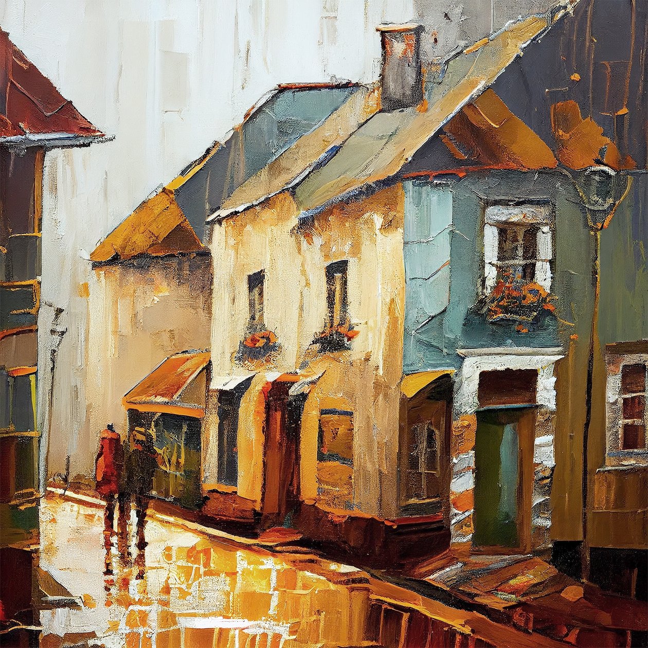 Una calle rural, pintura abstracta sobre lienzo, impresiones de arte mural de F. Abderrahim