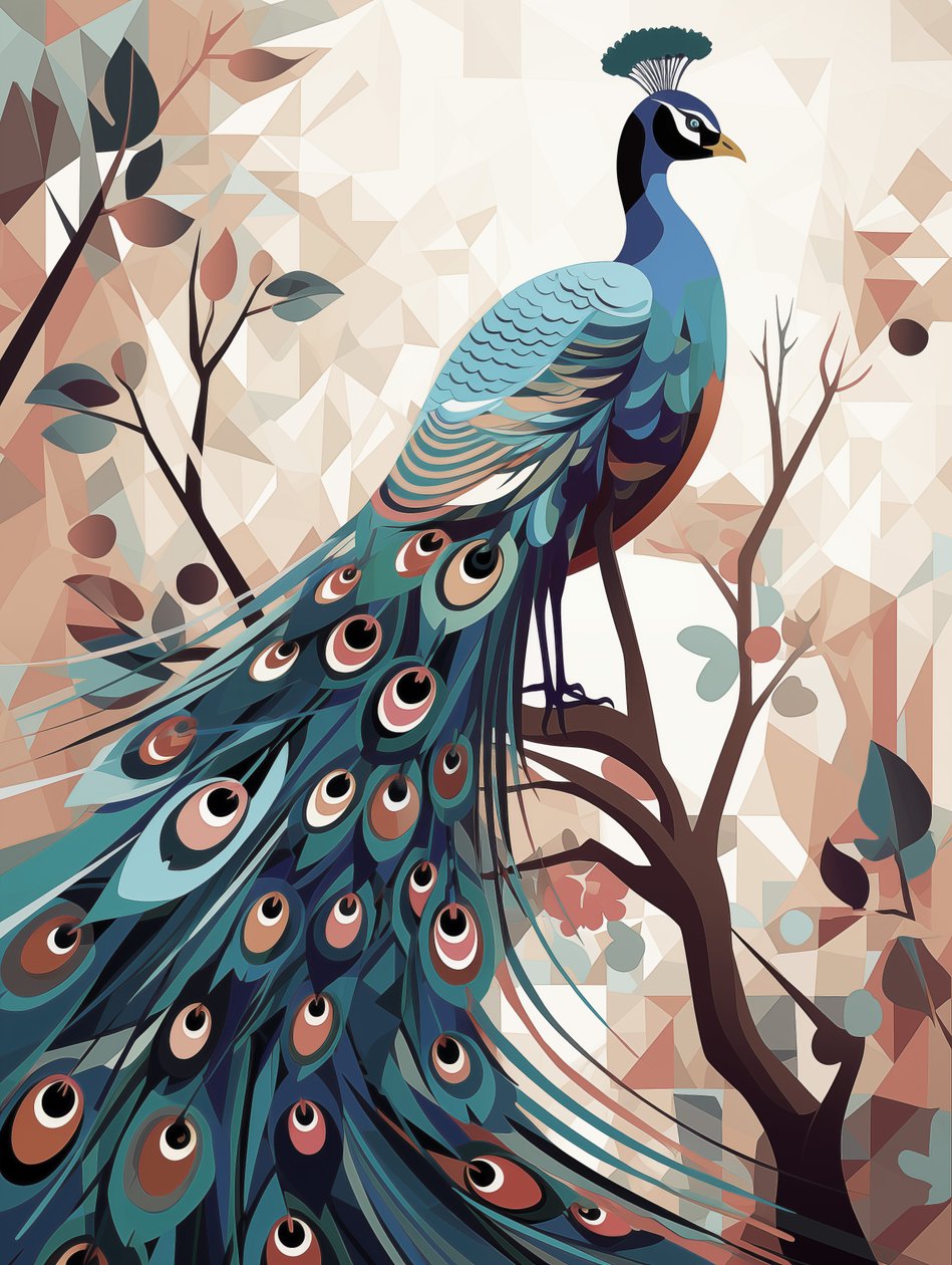 Ilustración abstracta del pájaro Peacock, Impresiones de Arte en Lienzo, Decoración de Pared de Dormitorio de F. Abderrahim