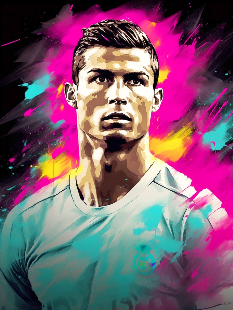 Pintura acrílica abstracta, Cristiano Ronaldo sobre lienzo, impresiones artísticas murales de F. Abderrahim