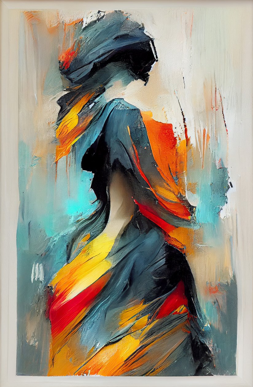 Pintura al óleo impresionista abstracta de una mujer bailando, Impresiones en lienzo de F. Abderrahim