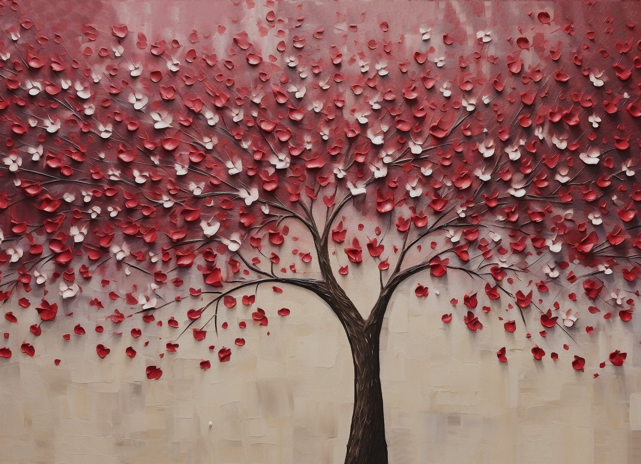 Cuadro abstracto, árbol en flor, idea para decorar la pared del baño, estampados florales de F. Abderrahim