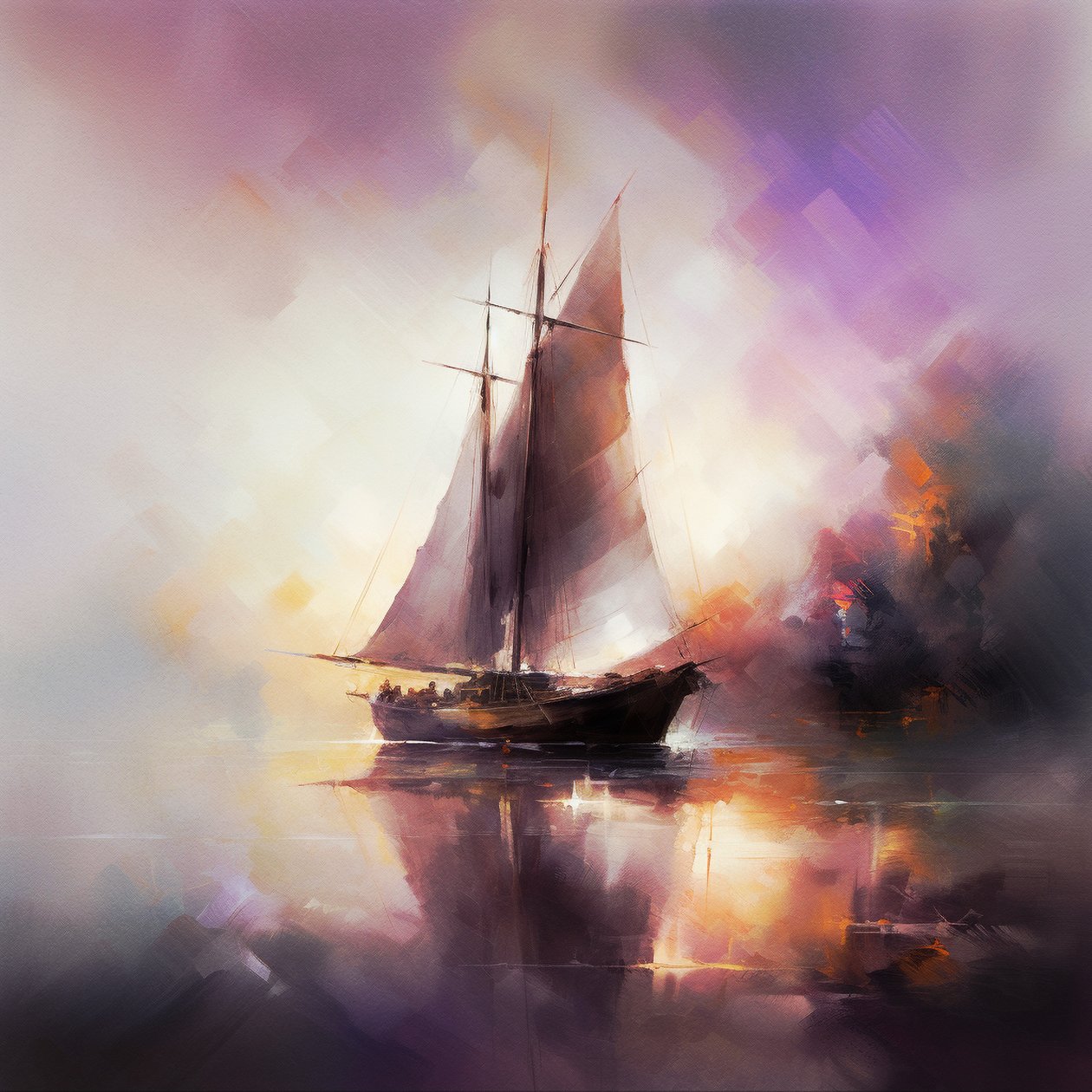 Pintura abstracta de un velero en Seascape, Wall Art | Impresiones en lienzo de F. Abderrahim