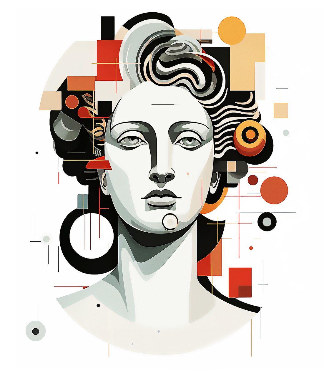 Abstractos cabeza de apolo en cubismo estilo picasso, impresión de Arte mural de F. Abderrahim