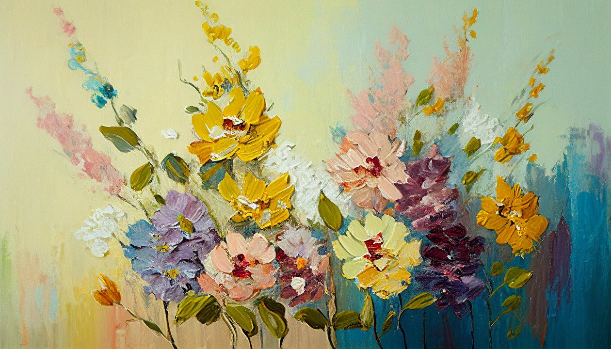 Flores antiguas en jarrón, floral abstracto sobre lienzo, impresiones de arte mural de F. Abderrahim