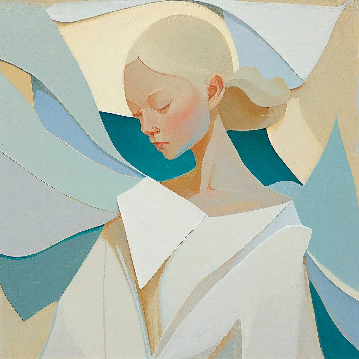 Retrato de mujer rubia, inspirado en cuadros famosos, impresiones de arte mural de F. Abderrahim