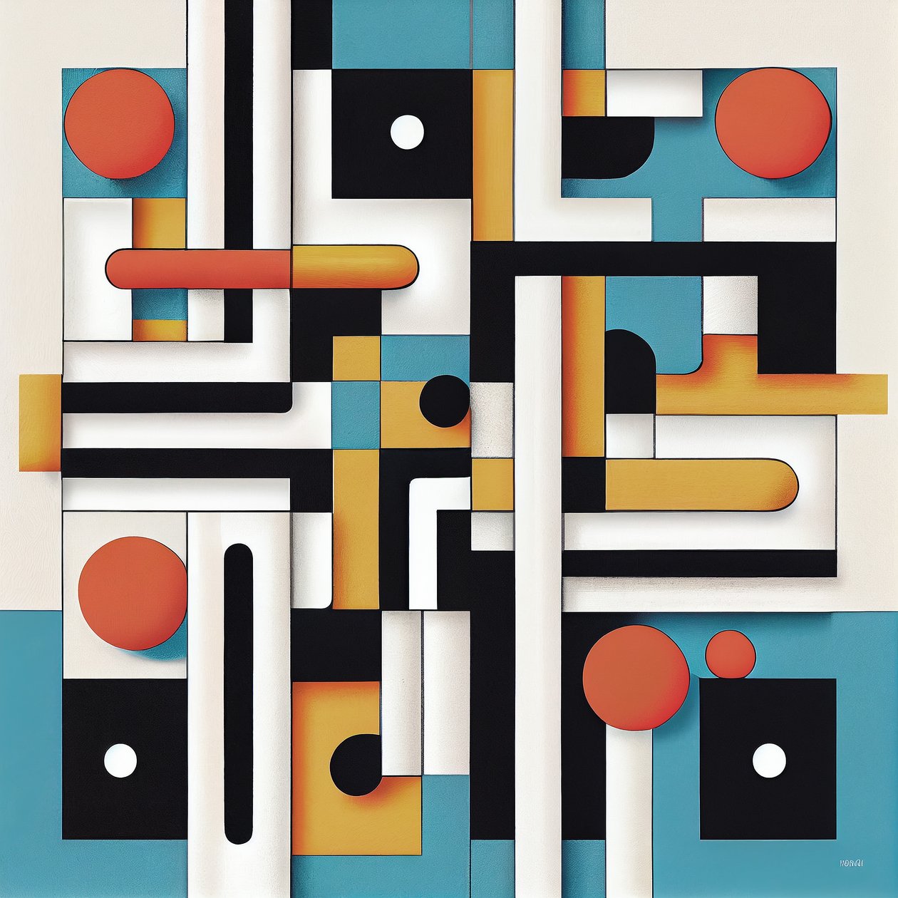 Decoración mural en lienzo en un estilo de interiorismo minimalista y posmoderno de F. Abderrahim
