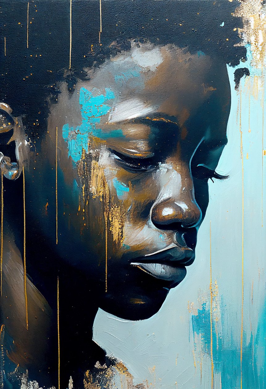 Joven africano abstracto en lienzo, Impresiones murales de F. Abderrahim
