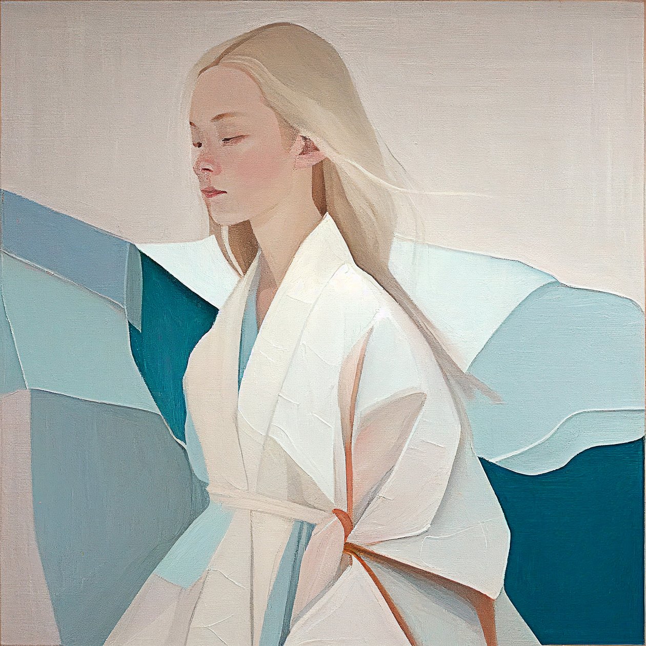 retrato de una hermosa mujer rubia, pintura abstracta, impresiones de arte de la pared de F. Abderrahim